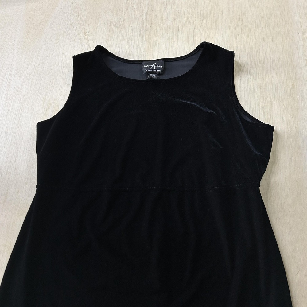 Positive Attitude Dress Womens Petite 16 Black Velvet Sleeveless Tank Shift Maxi